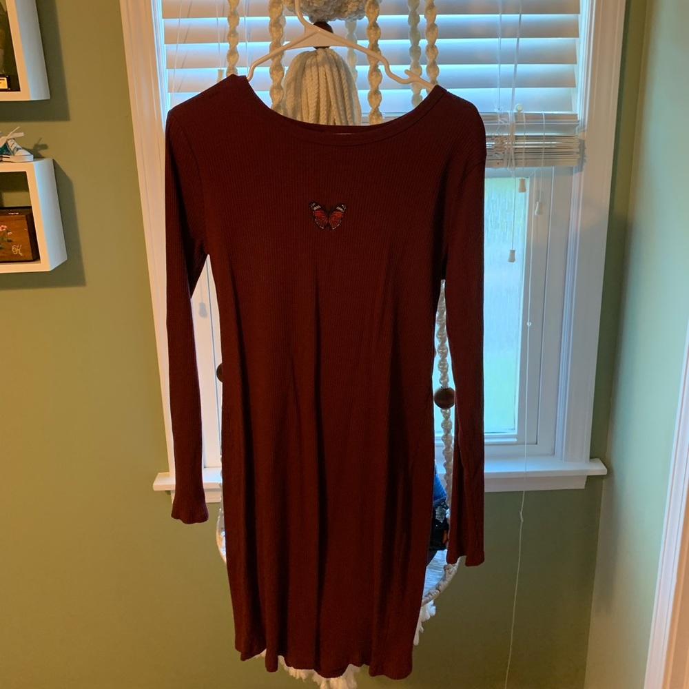 Red/ maroon dress with butterfly